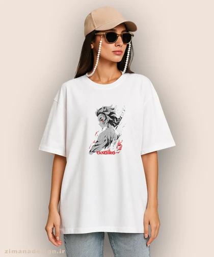 تیشرت لش مردانه و زنانه طرح شیطان کش شخصیت تانجیرو کد 938