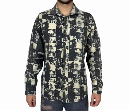 پیراهن پشمی آستین بلند مردانه طرح دار