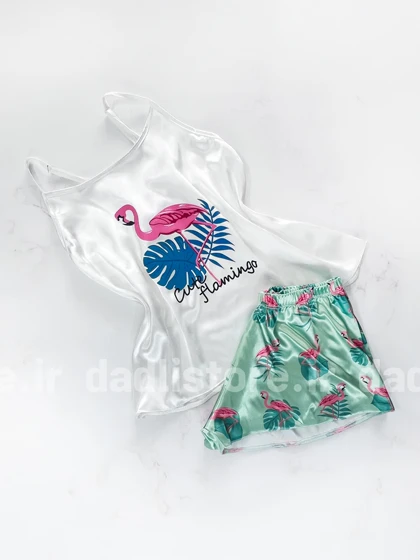 لباس خواب تاپ و شورتک طرح فلامینگو