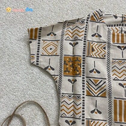 کراپ شلوار لینن خردلی و صورتی 3 تا 9 سال