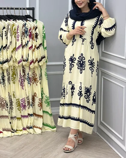 پیراهن بامبوک نخ آلمان طرح دریا 7527