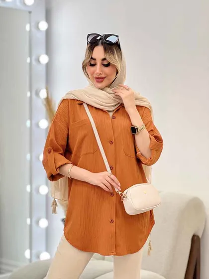 شومیز کراش آستین بند دار