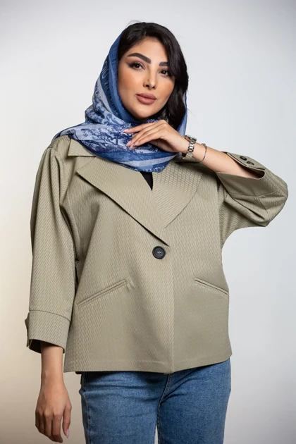 کت زنانه یقه ای استین دو دکمه