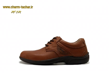کفش طبی بندی عسلی چرم طبیعیbl57