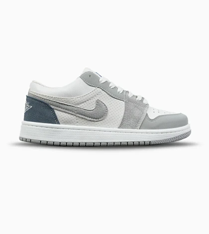 کفش کتانی بزرگ پا ساق‌دار سفید طوسی آبی NIKE AIR Jordan 1 مدل 8931