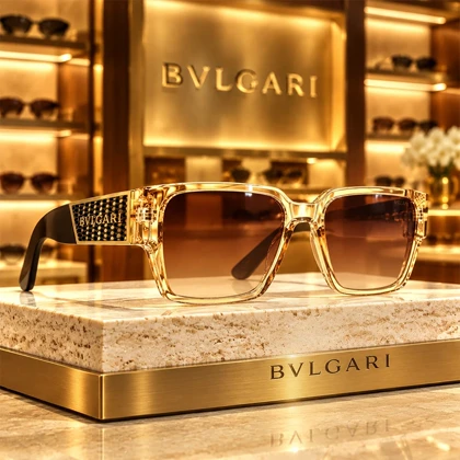 عینک آفتابی زنانه بولگاری (Bvlgari) مربعی طلایی لوکس و اورجینال