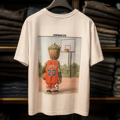 تیشرت لانگ air Jordan سفید سایز 3xl نخ پنبه