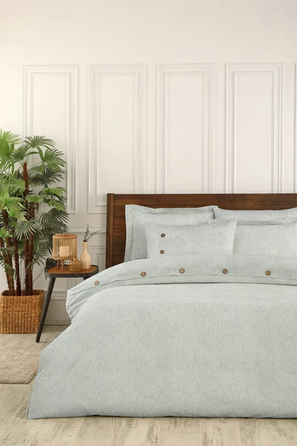 سرویس روتختی کینگ سایز Özdilek مدل Sadem Organik Soft Linen ساتن - کرم