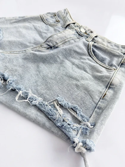 شورتک کوتاه جین پاچه ریش