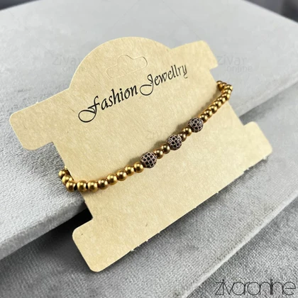 دستبند زنانه سه گوی طلایی 40207