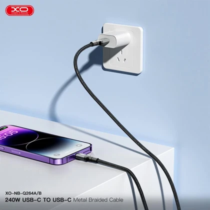 کابل دو سر تایپ سی ایکس او XO مدل NB-Q264B توان 240 وات 2 متر