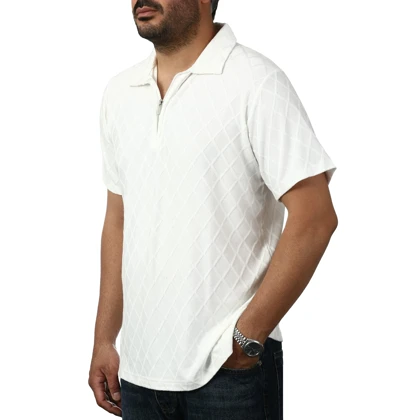 پولوشرت آستین کوتاه نیم زیپ مردانه تن کوک مدل 151455