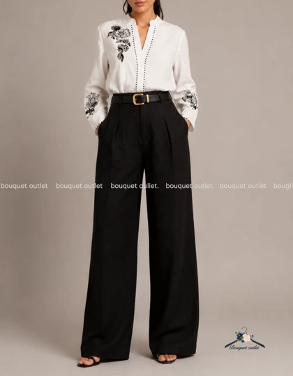 شومیز سفید گلدوزی اورسایز ZARA