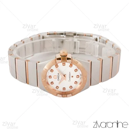 ساعت امگا کانسلیشن زنانه دورنگ رزگلد ایندکس نگین‌دار 104204