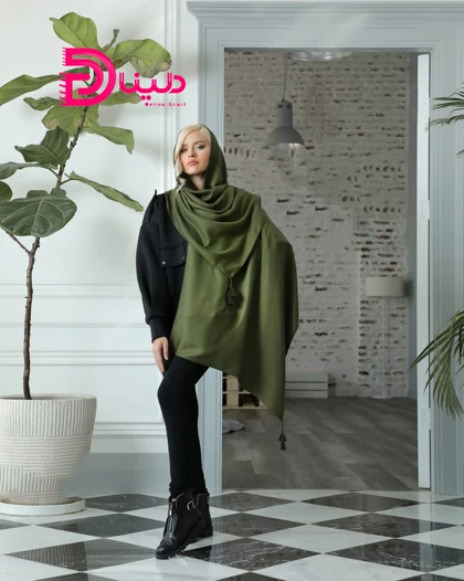 شال ساده نخی منگوله‌دار پاییزه