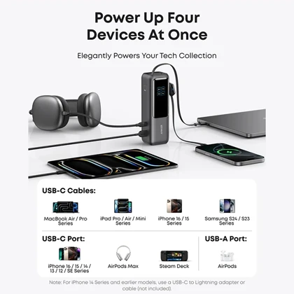 پاور بانک 25000 انکر Anker مدل A1695 توان 100 وات با کابل USB-C