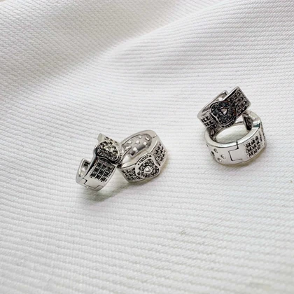 گوشواره برند شین مدل «قلب کریستالی» | آبکاری رادیوم با جلای طلا سفید