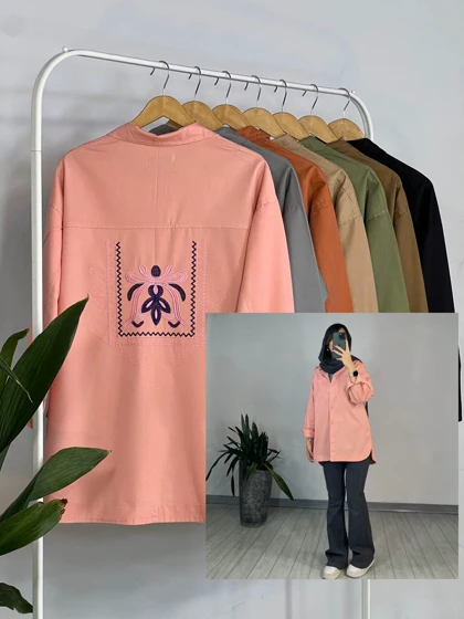 مانتو جین رنگی گلدوزی