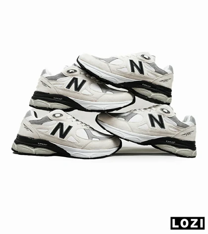 کفش کتانی طوسی مشکی کرم NEW BALANCE 990