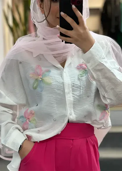 شومیز گل برجسته کد 4037