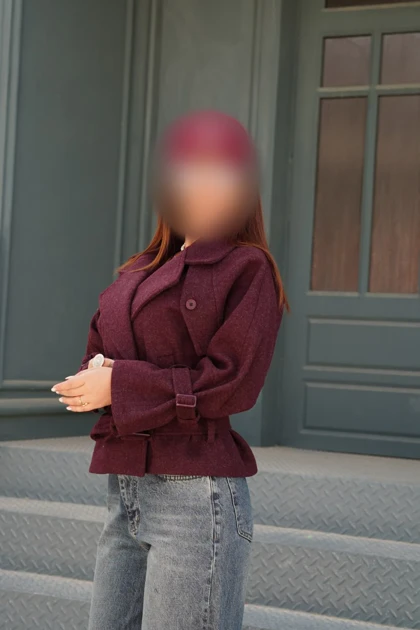 کت فوتر کوتاه زنانه مدل کراپ یقه انگلیسی قد 58