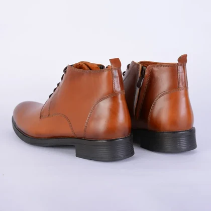بوت مردانه عسلی دراتی مدل بند و زیپ