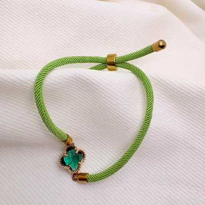 دستبند اسپرت طرح «ونکلیف سبز» (بند طنابی) | نماد شانس و طبیعت