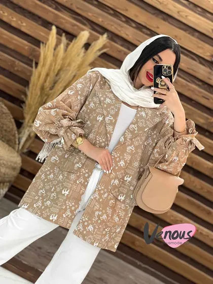 مانتو کتی طرح دار آستین کش