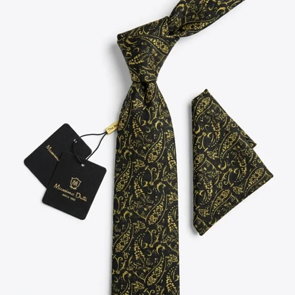 کراوات و پوشت دستدوز طرح خوشه برند Massimo Dutti