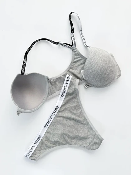 ست شورت و سوتین فنر دار کبریتی جلو باز شو بند نوشته Vencys story