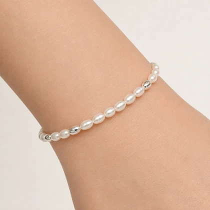 دستبند صدف و نقره زنانه مدل صدف سپید با بند قابل تنظیم silver-shell-bracelet-br-shl-001