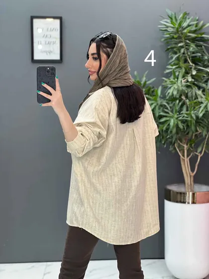 مانتو پیراهنی طرح دار لینن