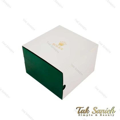ساعت رولکس زنانه دورنگ طلایی صفحه سبز ایندکس خطی مدیوم Rolex-4484-L