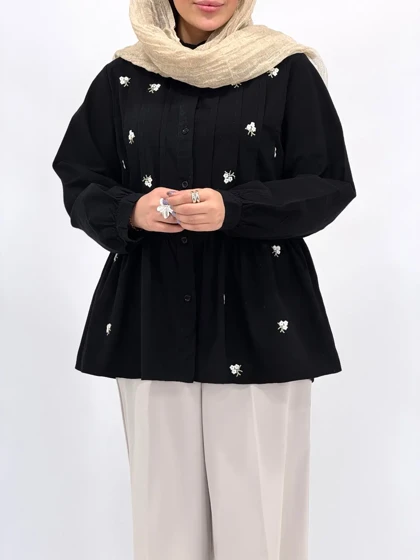 تونیک مانتویی لینن گلدوزی نانسی