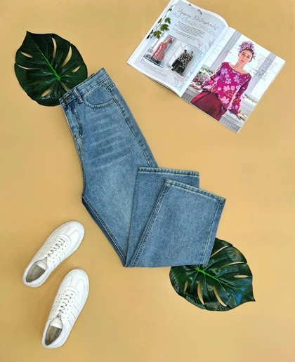 شلوار جین نیم بگ کد 1632