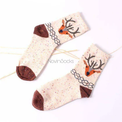 جوراب ساق‌دار طرح گوزن و گربه