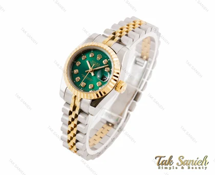 ساعت مچی رولکس دیت جاست زنانه صفحه سبز اسمال Rolex-3430-L