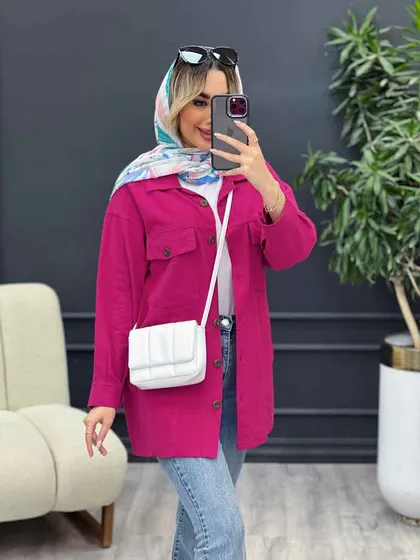 مانتو لینن چهار جیب برش‌دار