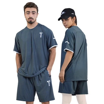 ست تیشرت و شلوارک اسپرت نایک مدل DS-4H0828 طوسی تیره