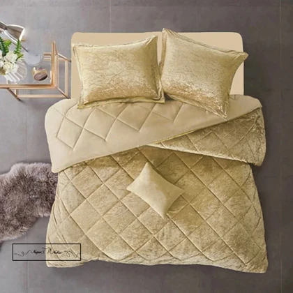 روتختی مینیمال مخمل طرح لوزی کرم کد 109000