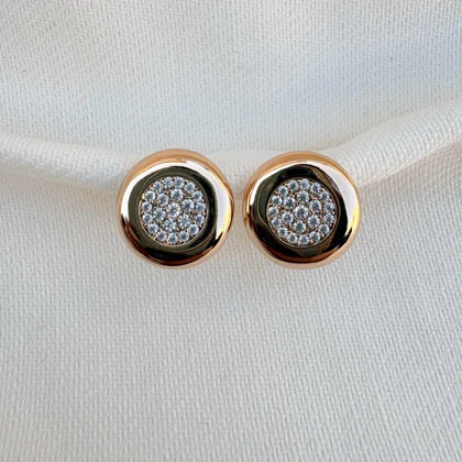 گوشواره دایره ای نگین‌دار میخی ژوپینگ