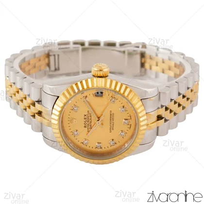 ساعت رولکس دیت جاست زنانه صفحه طلایی مدیوم 103637