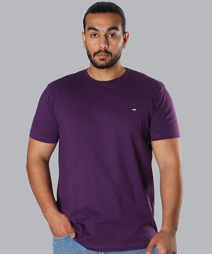 تیشرت ساده بادمجانی مردانه 9158