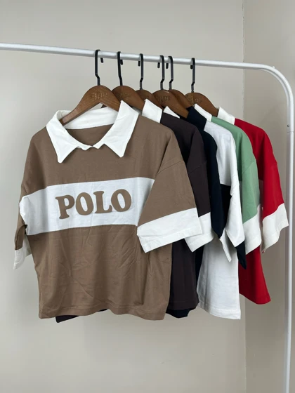 کراپ باکسی یقه دار Polo