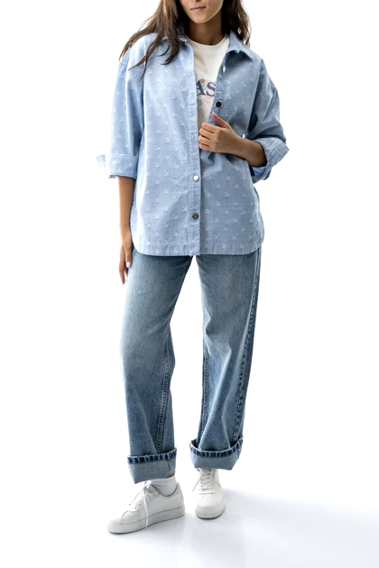 شومیز کتان گلدوزی آزاد زنانه