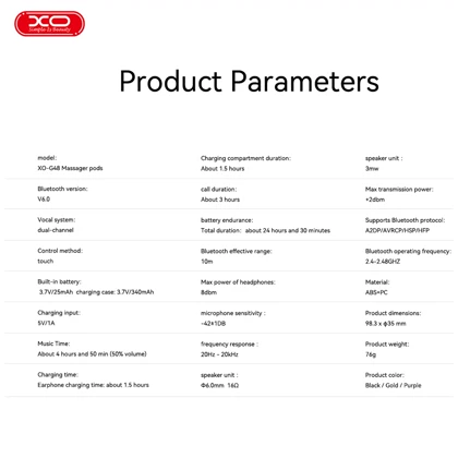 هندزفری بلوتوثی ویبره دار ایکس او XO مدل G48