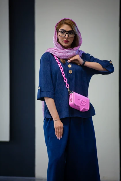 شومیز پرینی دکمه چوبی