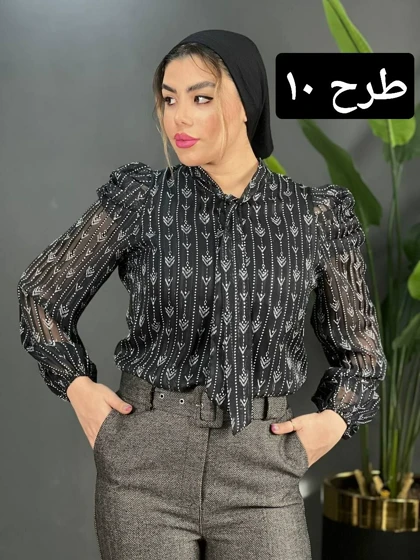 شومیز حریر آستین پف کد 1578
