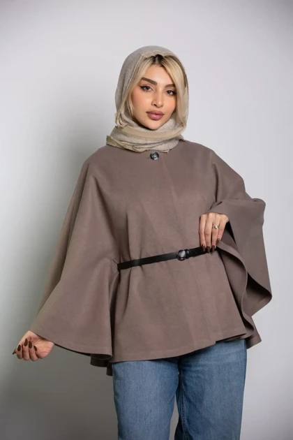 پانچو زنانه کمربند دار لامر