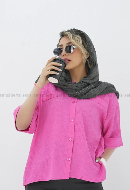 شومیز اطلس یقه انگلیسی